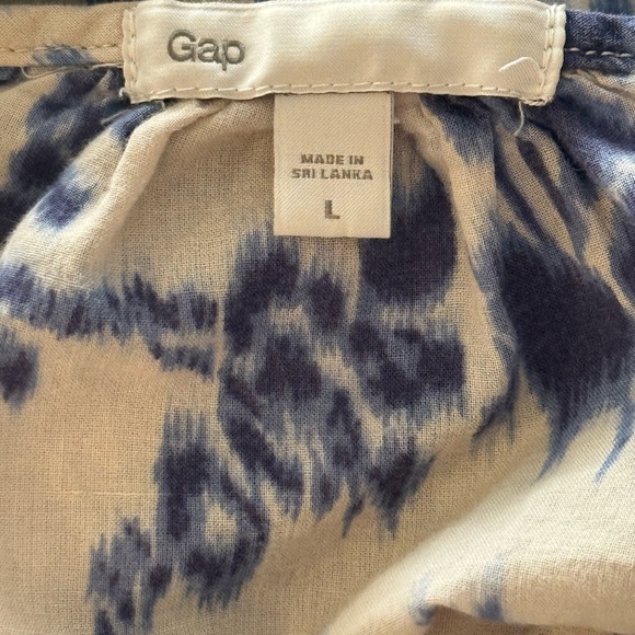 Gap Blue/Cream/Off White Long Sleeve Boho Pullover Blouse Top Size Large - Picture 15 of 15